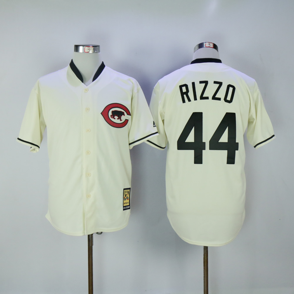 Men Chicago Cubs #44 Rizzo Cream Throwback MLB Jerseys->chicago cubs->MLB Jersey